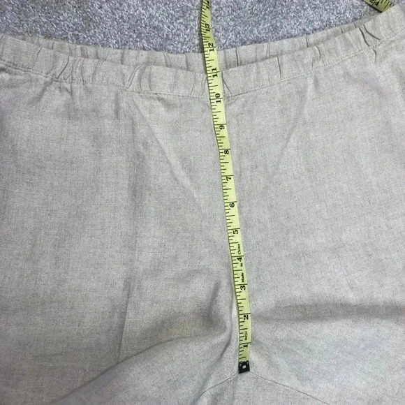 J Jill Linen Pants Elastic Waist Cropped Beige Color Pockets Natural Sz M - Picture 3 of 9